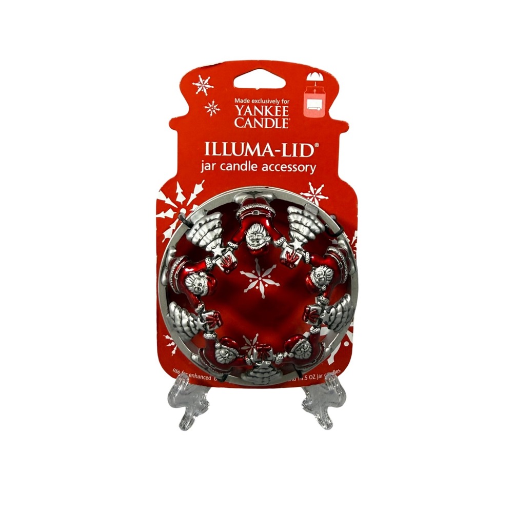 Yankee Candle Illuma-Lid Santa Christmas Tree Jar Topper Red Silver New Holiday